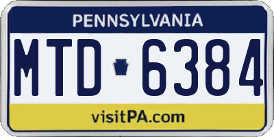 PA license plate MTD6384