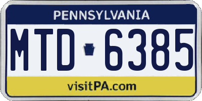 PA license plate MTD6385