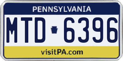 PA license plate MTD6396