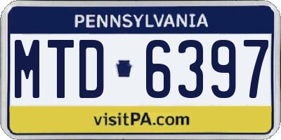PA license plate MTD6397