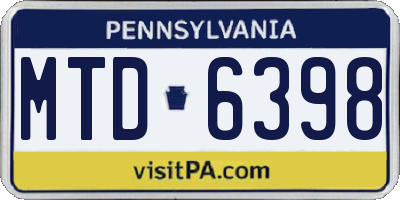 PA license plate MTD6398