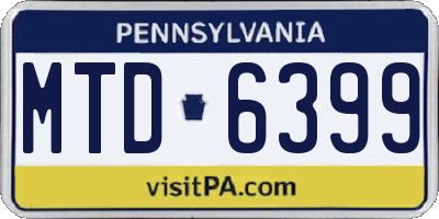 PA license plate MTD6399