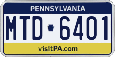PA license plate MTD6401
