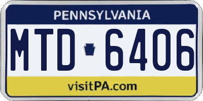 PA license plate MTD6406