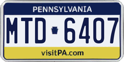 PA license plate MTD6407