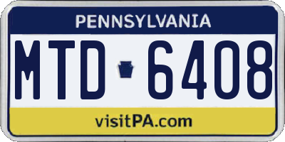 PA license plate MTD6408