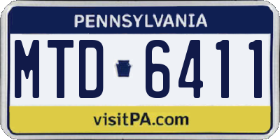 PA license plate MTD6411