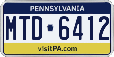PA license plate MTD6412