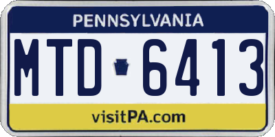 PA license plate MTD6413