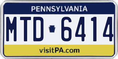 PA license plate MTD6414