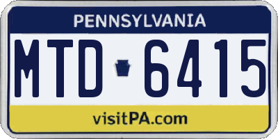 PA license plate MTD6415