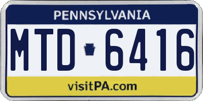 PA license plate MTD6416