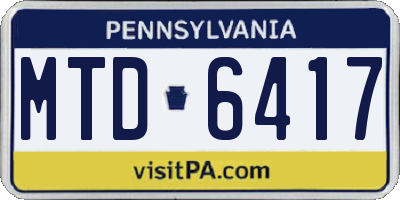 PA license plate MTD6417