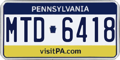 PA license plate MTD6418