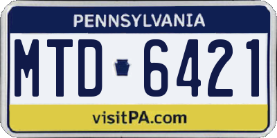 PA license plate MTD6421