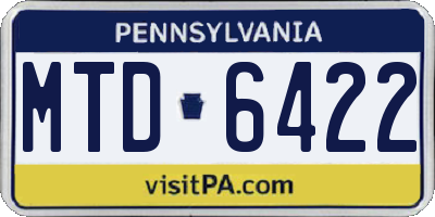 PA license plate MTD6422