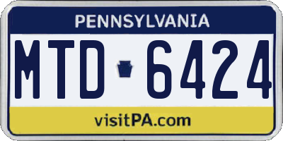 PA license plate MTD6424
