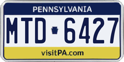 PA license plate MTD6427
