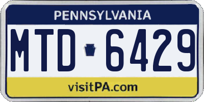 PA license plate MTD6429