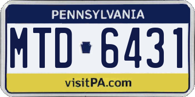 PA license plate MTD6431