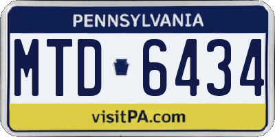 PA license plate MTD6434