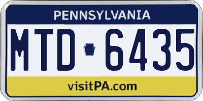 PA license plate MTD6435