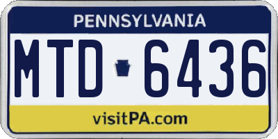 PA license plate MTD6436