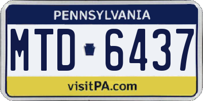 PA license plate MTD6437