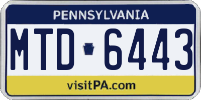 PA license plate MTD6443