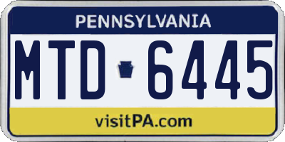 PA license plate MTD6445