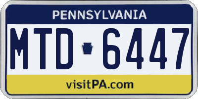 PA license plate MTD6447