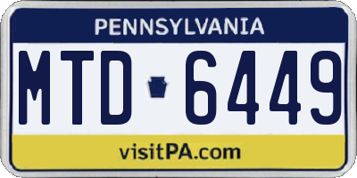 PA license plate MTD6449