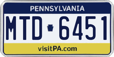 PA license plate MTD6451