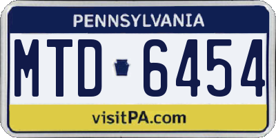 PA license plate MTD6454