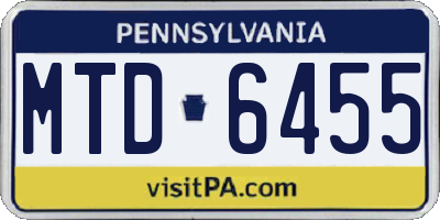 PA license plate MTD6455