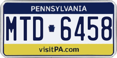 PA license plate MTD6458