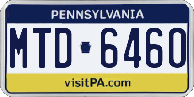 PA license plate MTD6460