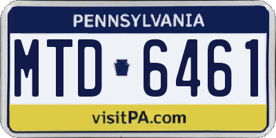 PA license plate MTD6461