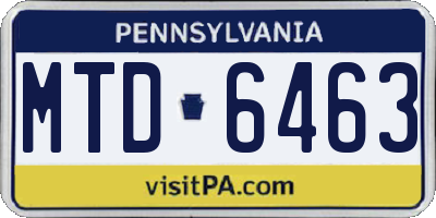 PA license plate MTD6463