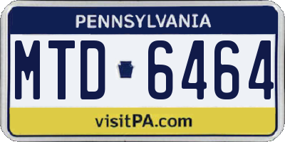 PA license plate MTD6464