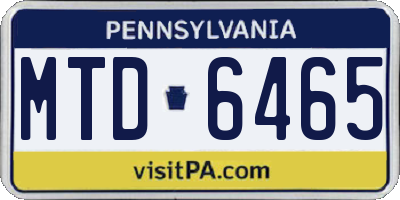 PA license plate MTD6465