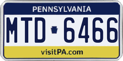 PA license plate MTD6466