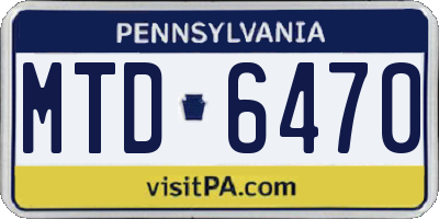 PA license plate MTD6470