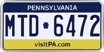 PA license plate MTD6472