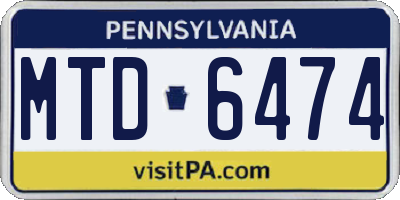 PA license plate MTD6474