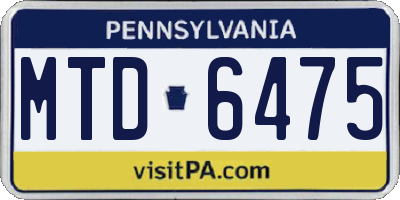 PA license plate MTD6475