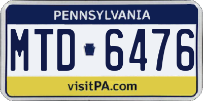 PA license plate MTD6476