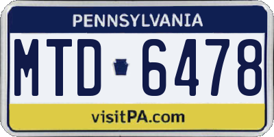 PA license plate MTD6478