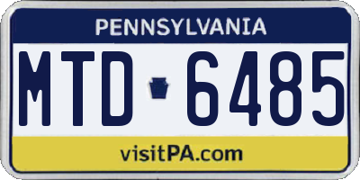 PA license plate MTD6485