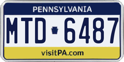 PA license plate MTD6487